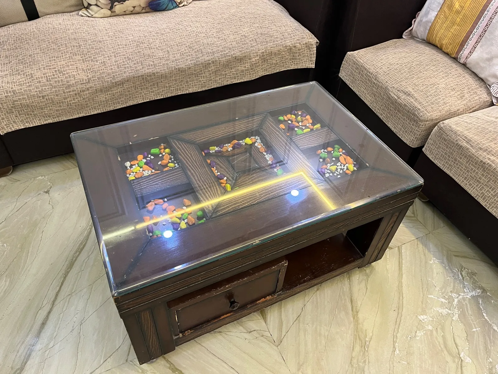 Sofa set with center table, cushions and covers - Thumbnail 2