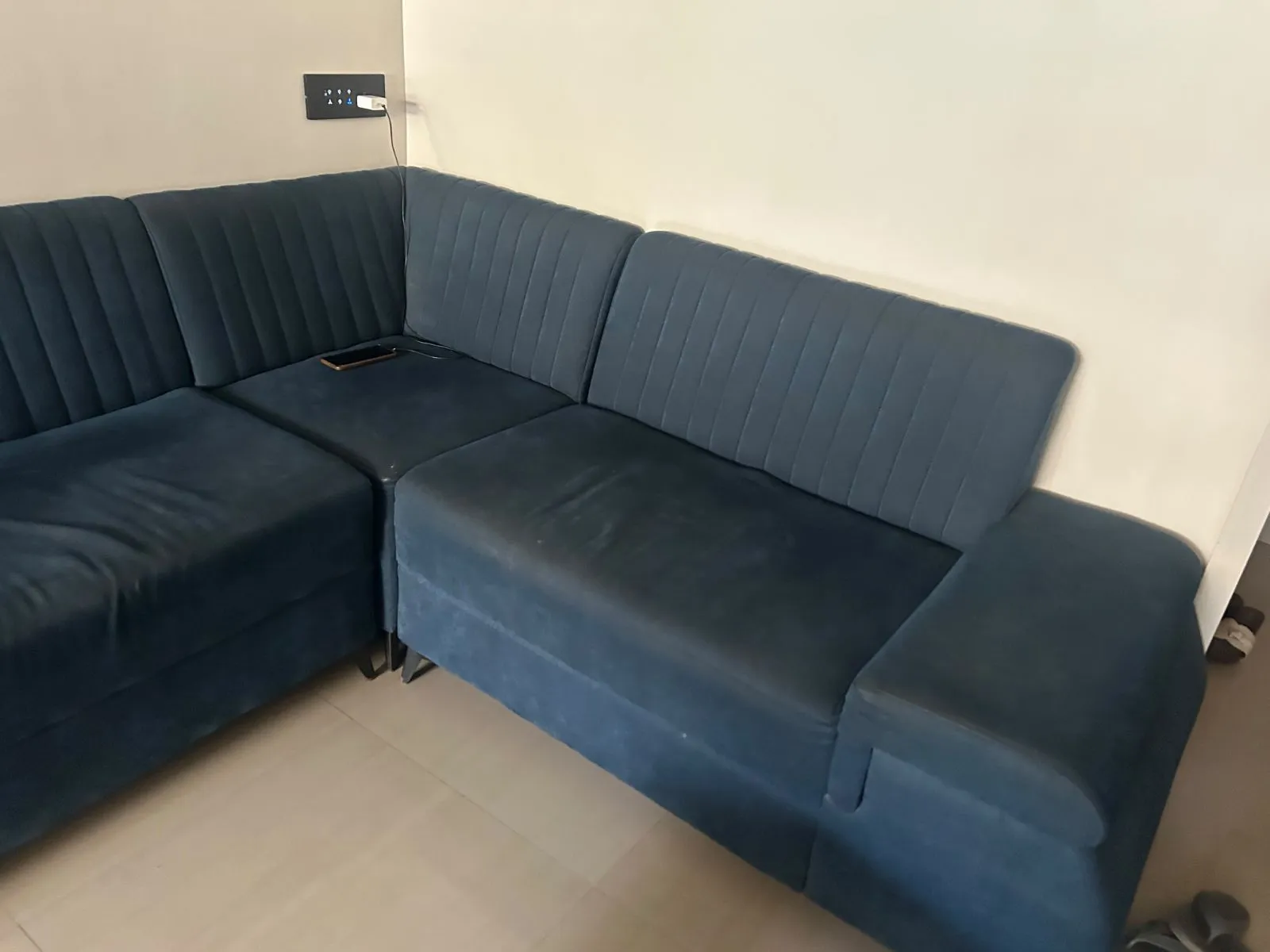 Sofa set turquoise blue 3+1+2... corner seat sofa.. 2 seats extra.. - Thumbnail 4