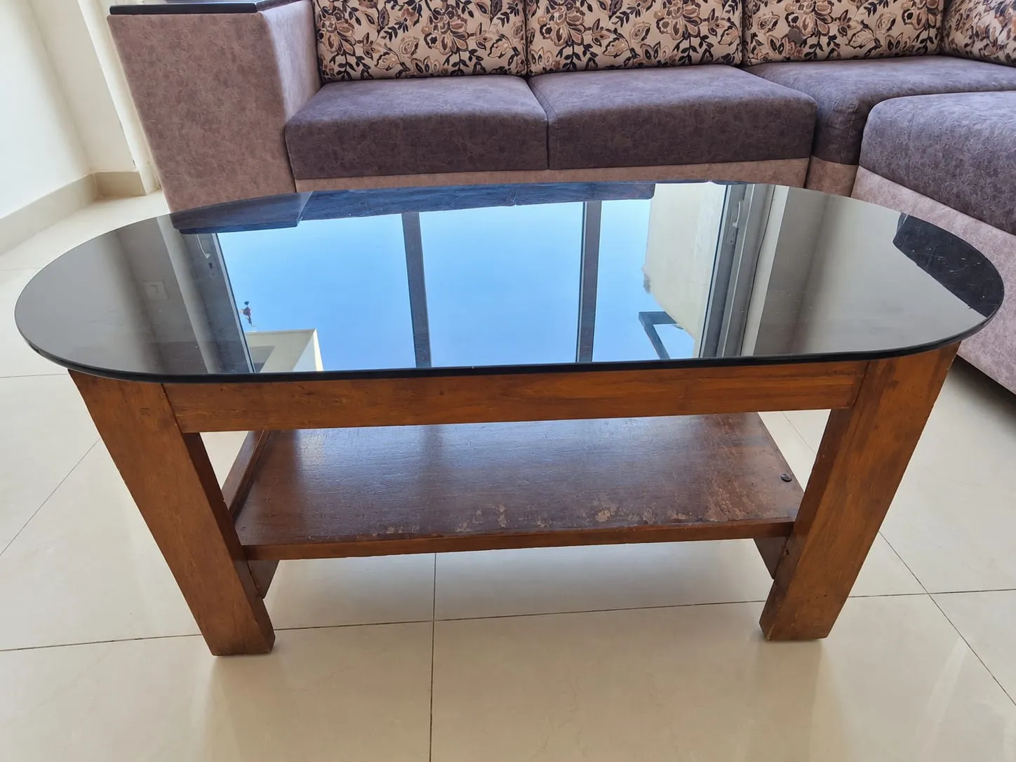 Wooden Coffee Table with Glass Top for sale in Bengaluru, Karnataka