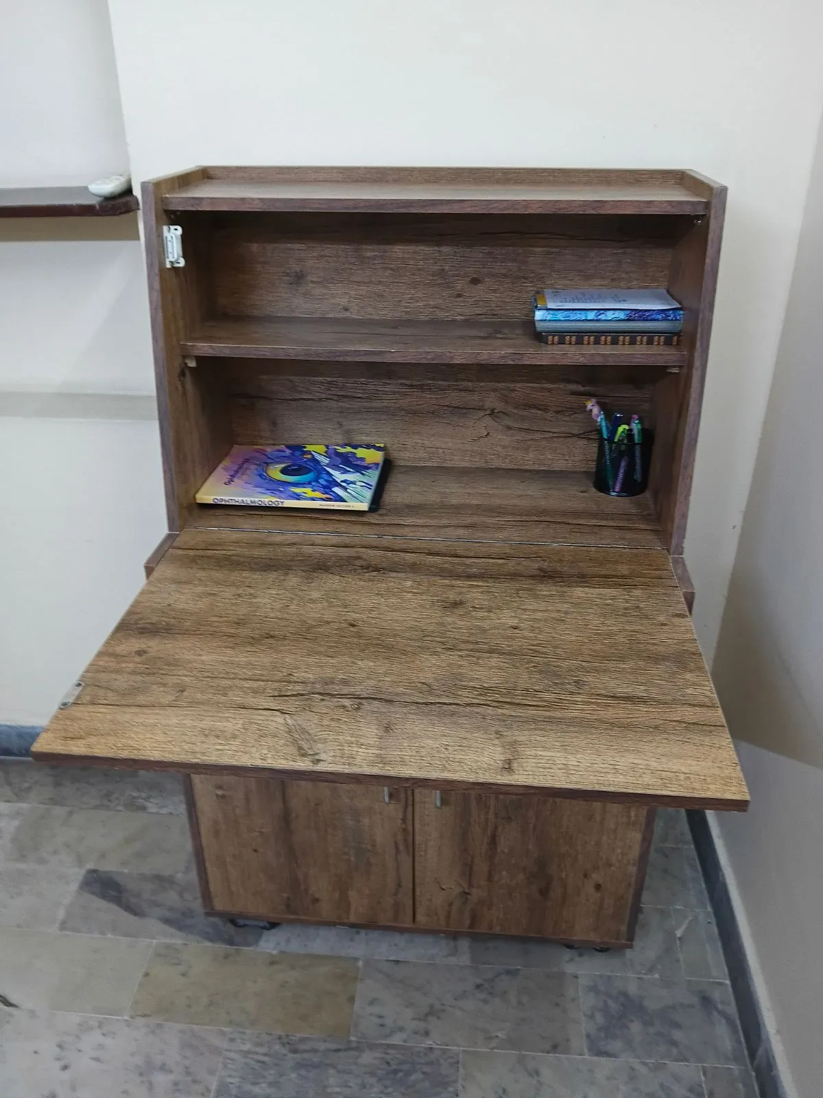 Foldable study table with drawer storage and chair - Thumbnail 2