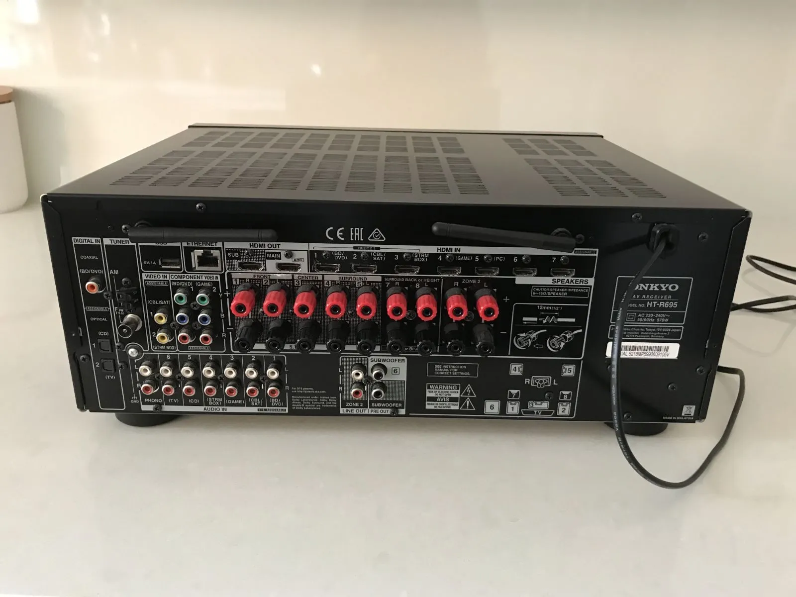 Onkyo HT-R695,7.2-channel network A/V receive,Dolby Atmos and DTS:X in a 5.2.2 configuration - Thumbnail 4