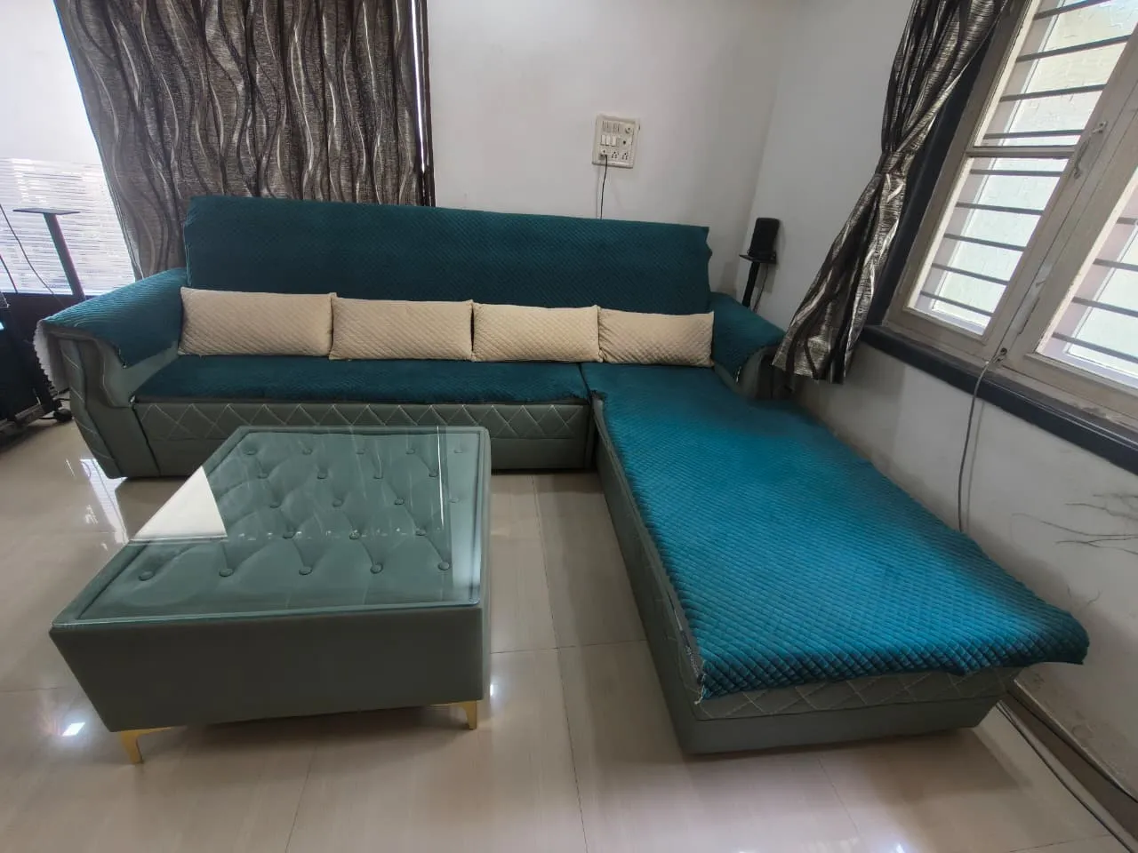 Premium L-Shape Sofa Cum Bed | Spacious 7-Seater | Excellent Condition - Thumbnail 11