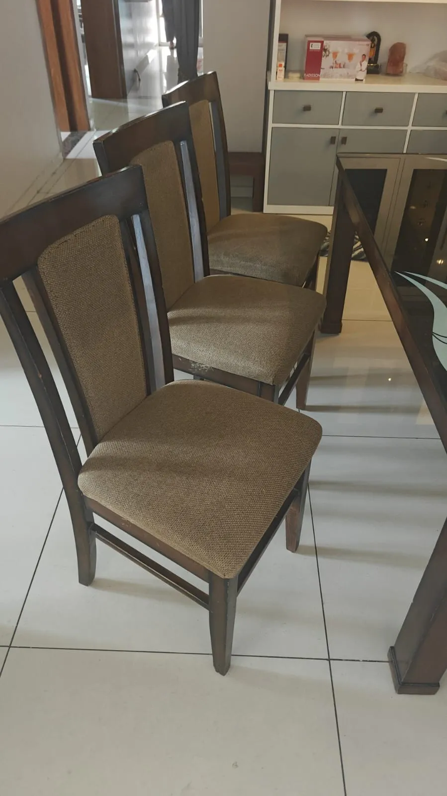 6-Seater Wooden Dining Table with Glass Top – ₹11000 for sale in Zirakpur, Punjab