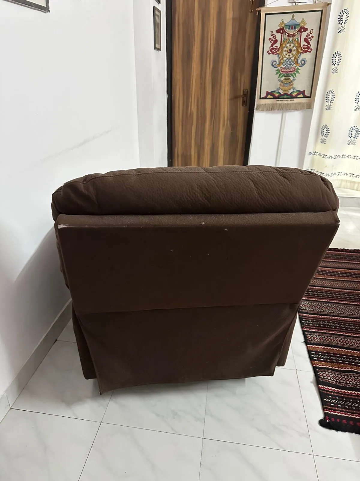 Brown Fabric Recliner Chair — Single Seater - Thumbnail 4