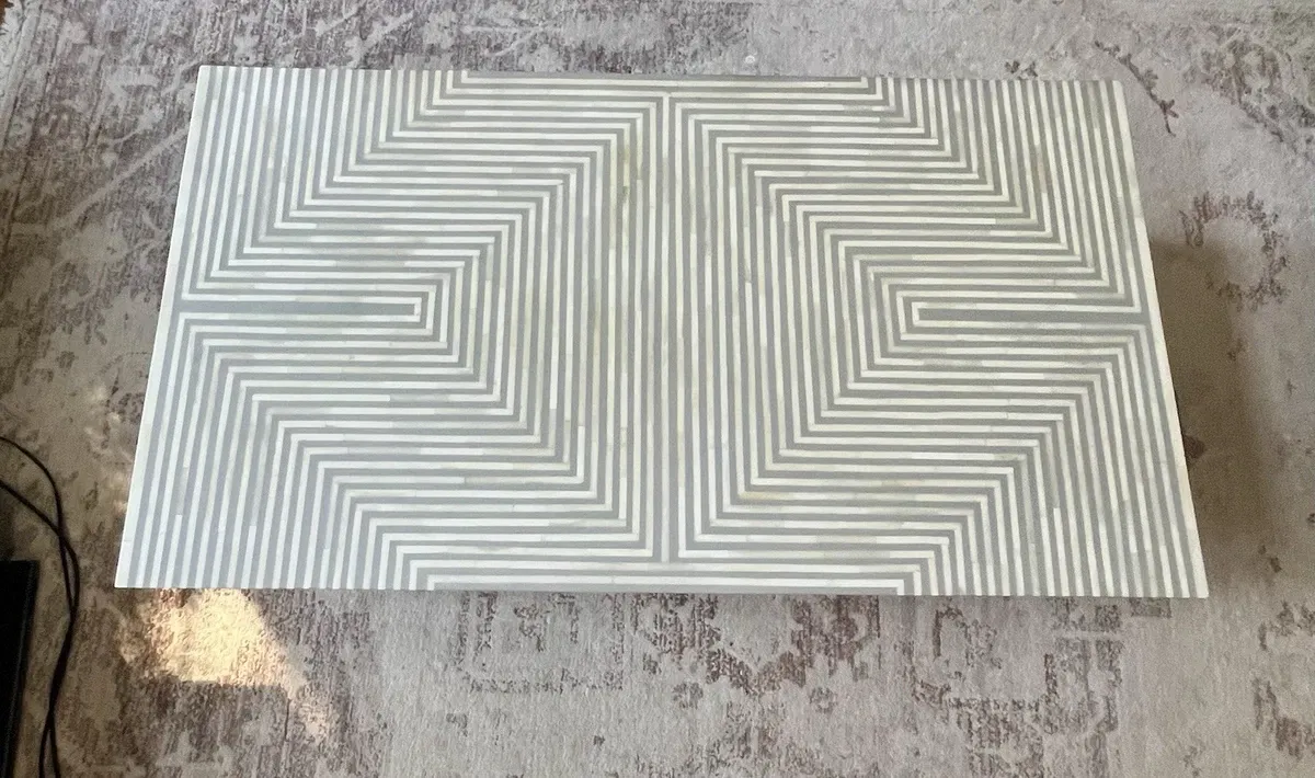 Anthropologie Savi Striped Inlay Petite Coffee Table - Thumbnail 2