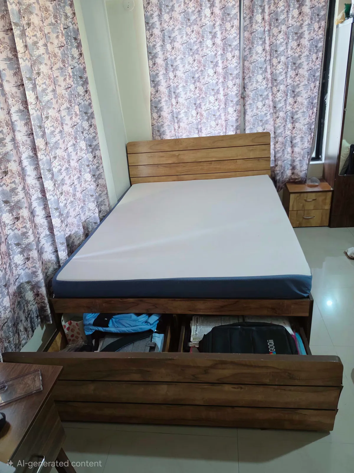 Queen size bed 2 seater sofa shoe rack side table - Thumbnail 11