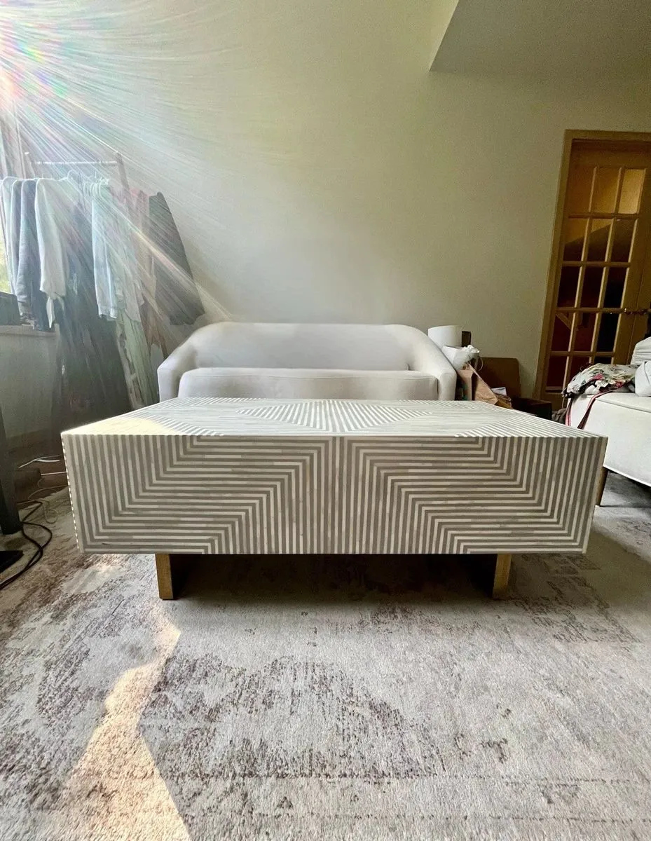 Anthropologie Savi Striped Inlay Petite Coffee Table - Thumbnail 4