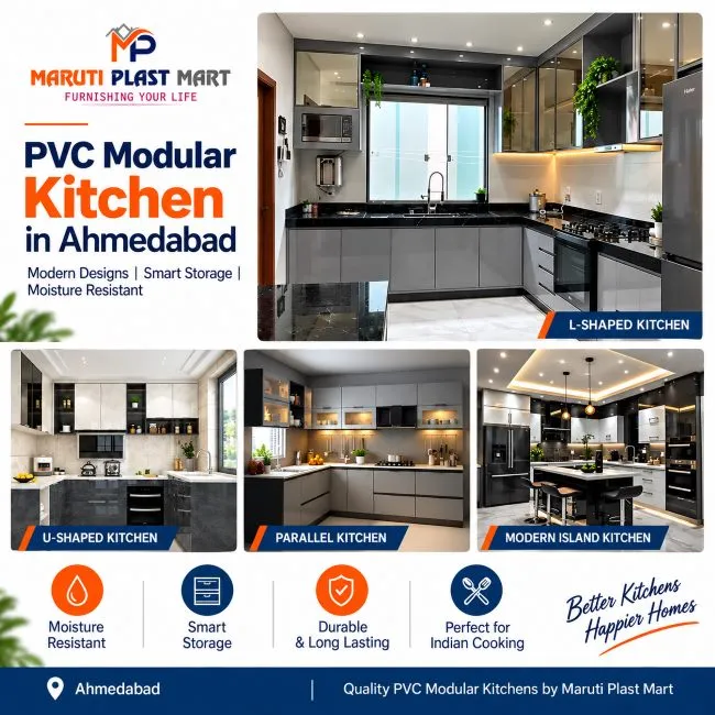 PVC Modular Kitchen in Ahmedabad | Waterproof Cabinets for sale in Ahmedabad, Gujarat