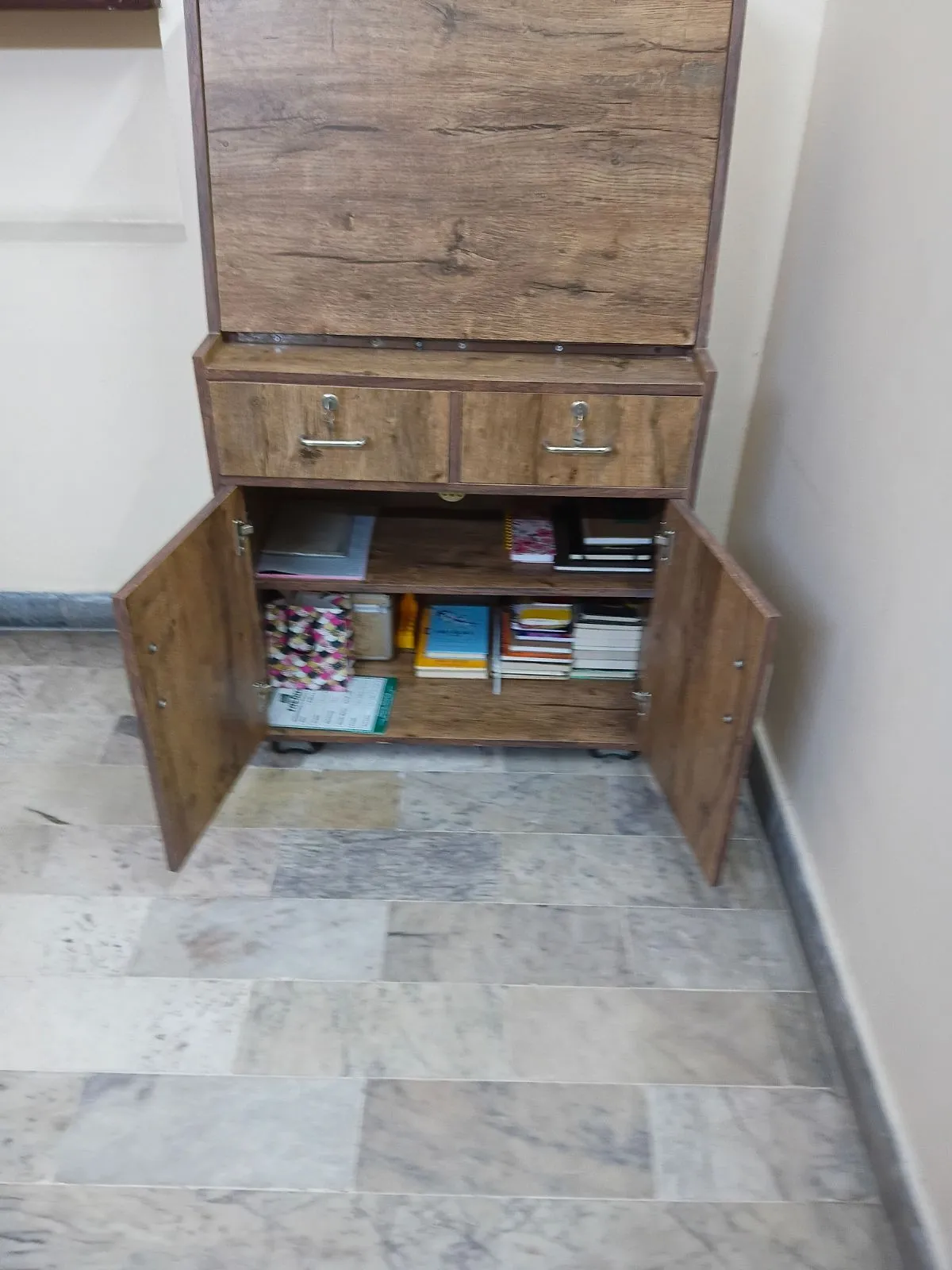 Foldable study table with drawer storage and chair - Thumbnail 3