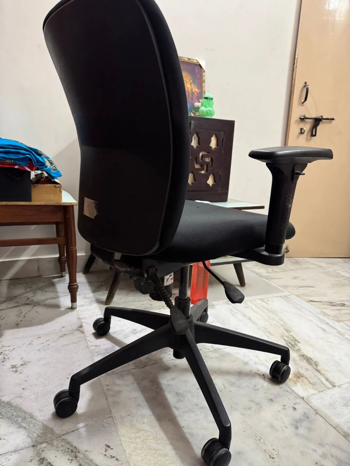 Black Office Chair with Armrests & Wheels – ₹1,500 ( I'm Relocating and would like to sell) - Thumbnail 3