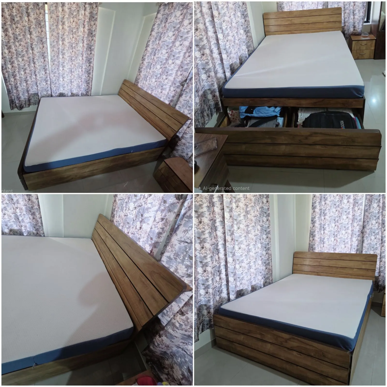 Queen size bed 2 seater sofa shoe rack side table - Thumbnail 6