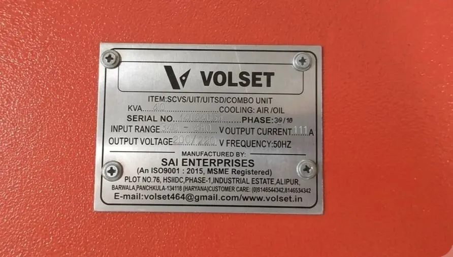 Volset 40 KVA 3-Phase Servo Voltage Stabilizer (Air/Oil Cooled) - Heavy Duty - Thumbnail 2
