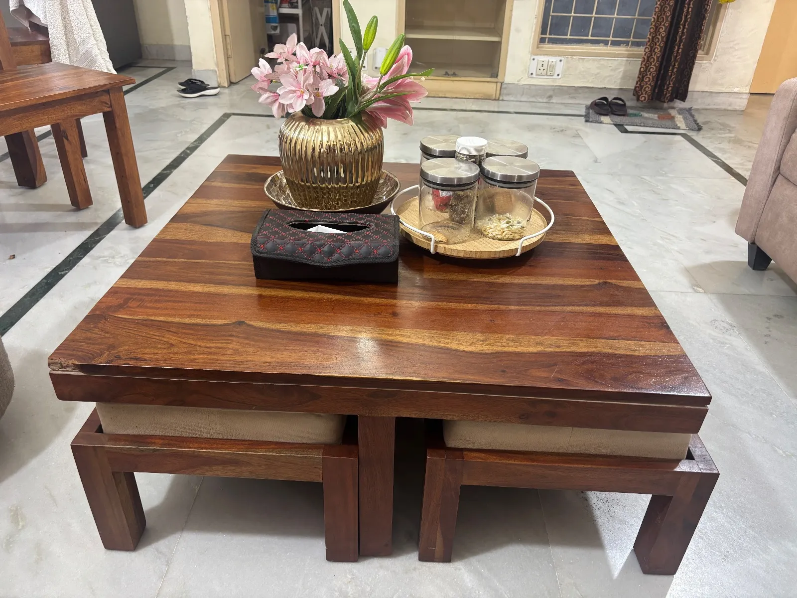 Centre Table with Glass Top with Warranty - Image 1
