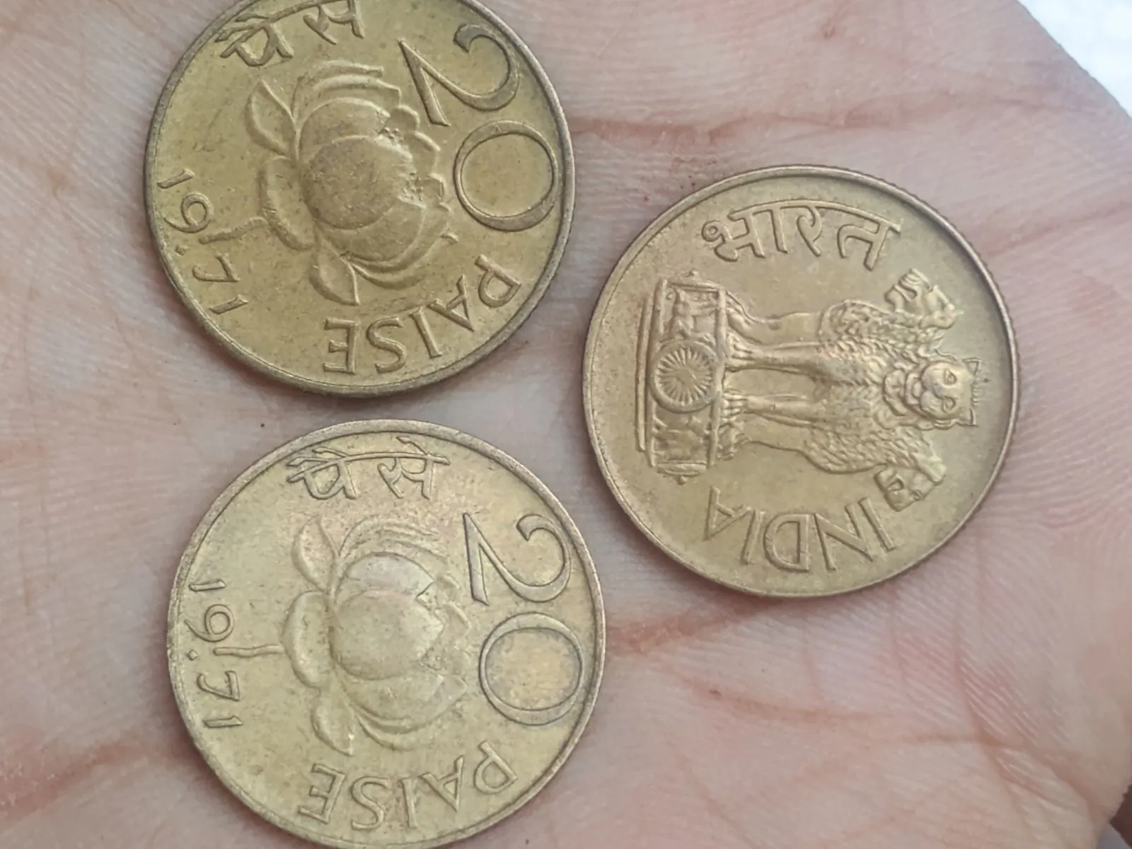 An old 1971 coins of 20 paisa with lotus design (14 pieces) for sale in Dhanera, Gujarat