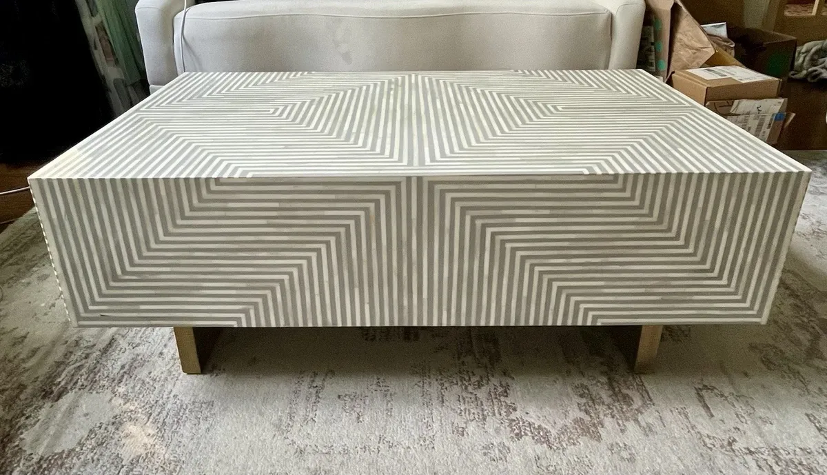 Anthropologie Savi Striped Inlay Petite Coffee Table - Thumbnail 3
