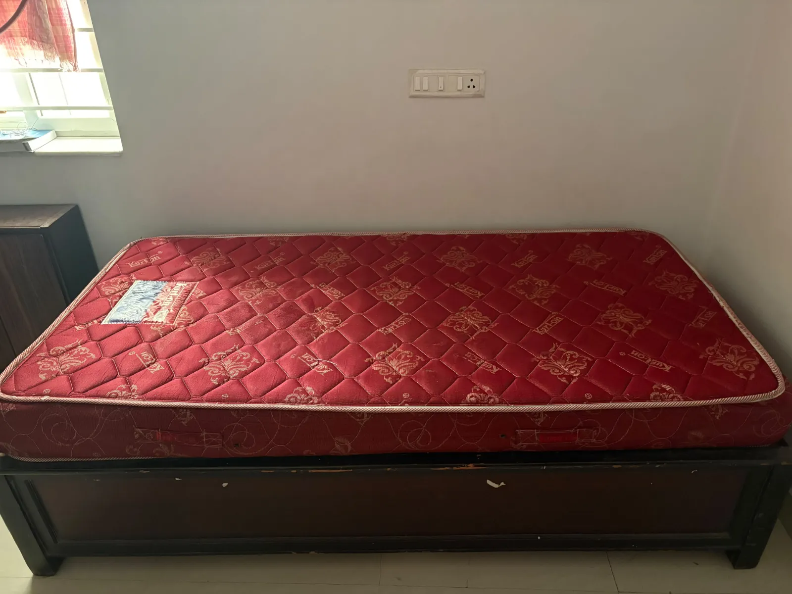 Big single bed with premium kurl on mattress with 2 storage cabins for sale in Hyderabad, Telangana