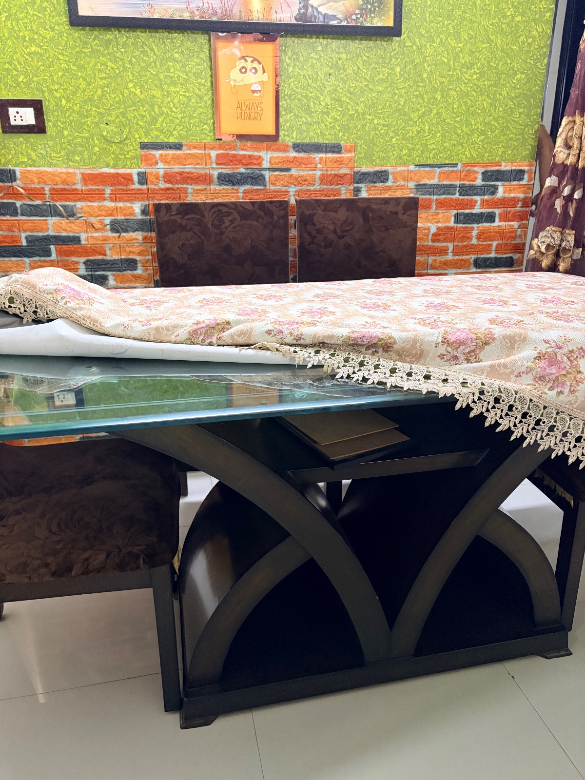 Glass Top Dining Table with 6 Chairs - Thumbnail 3