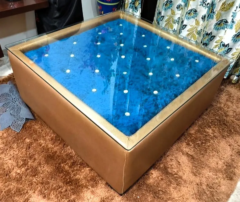 7 Seater sofa set + matching center table glass top. - Thumbnail 7