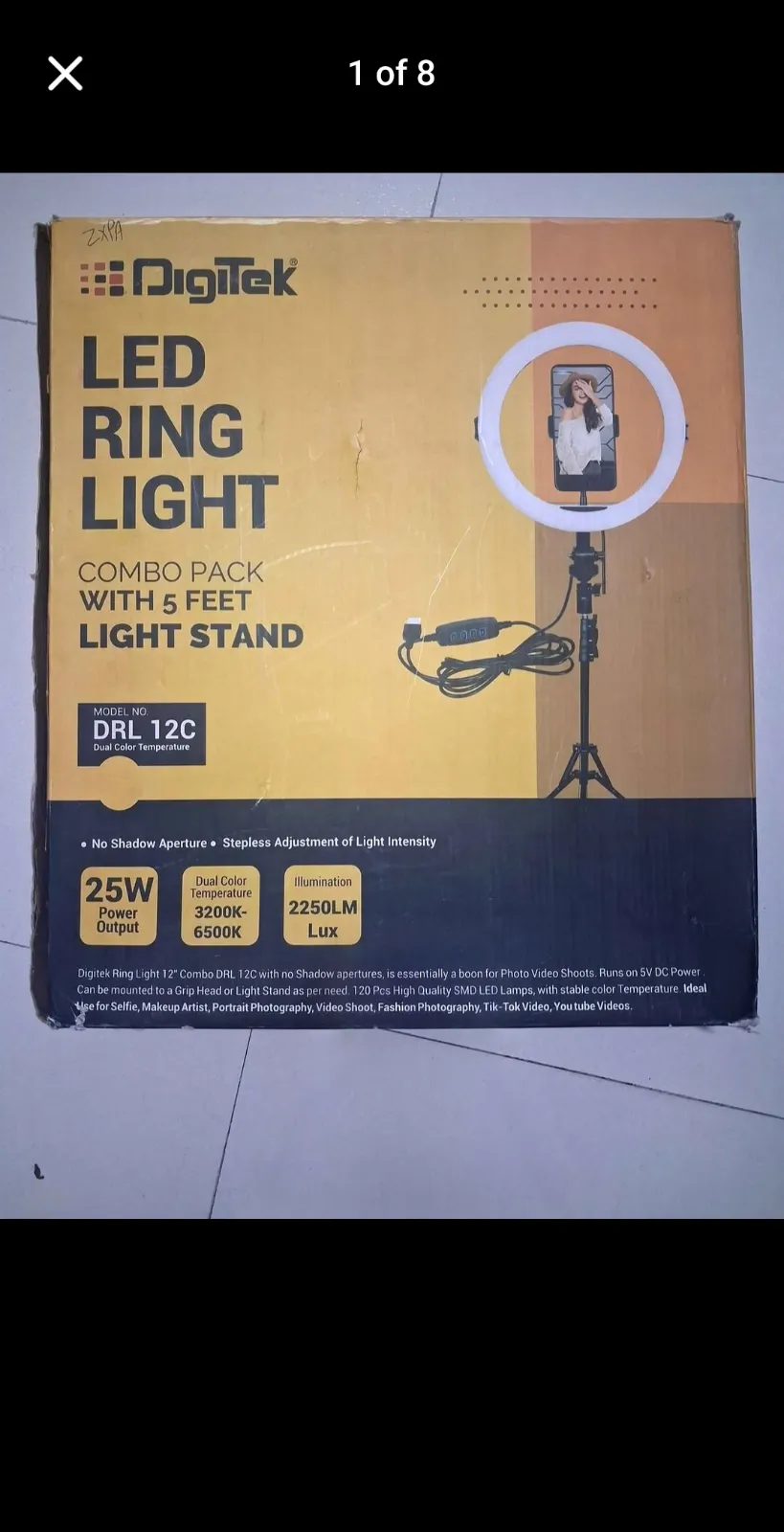 Digitek LED RING LIGHT COMBO PACK WITH 5 FEET LIGHT STAND 25 W Power output - Image 1