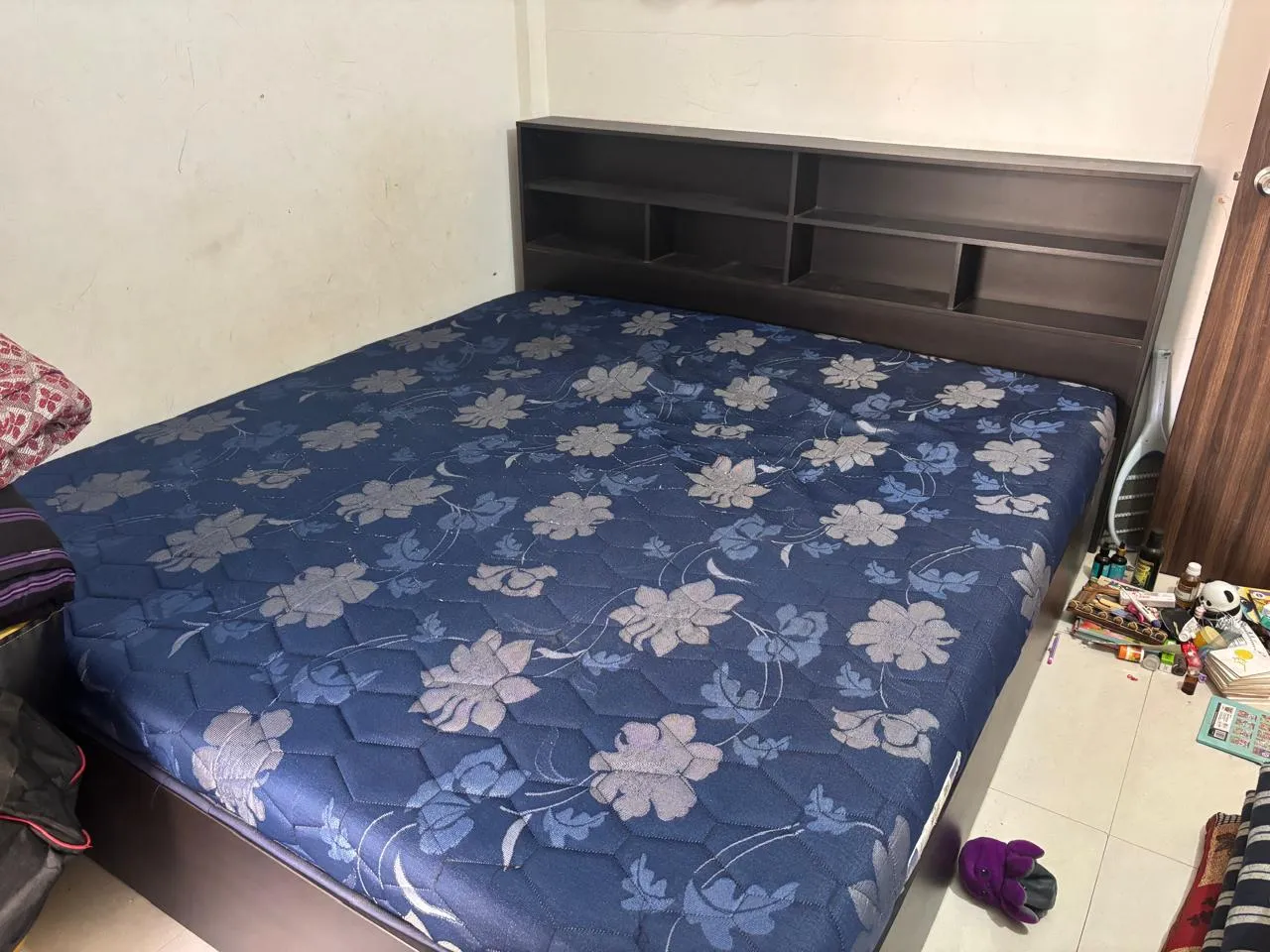 King Size Bed with Bookshelf Headboard + Mattress - Punawale Pune - Thumbnail 2