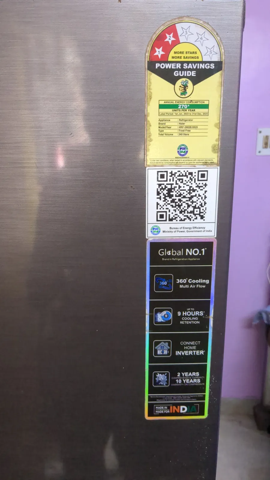 Haier Double Door Refrigerator, 1 Year Old, Excellent Working Condition for sale in Kolkata, West Bengal