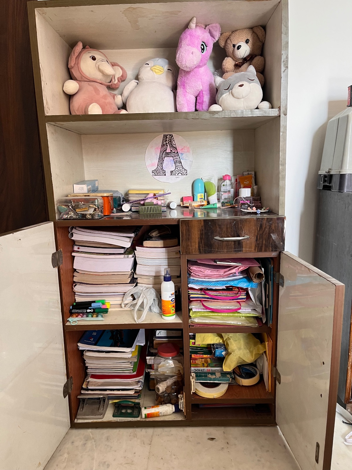 wooden wardrobe with open shelf - Thumbnail 2