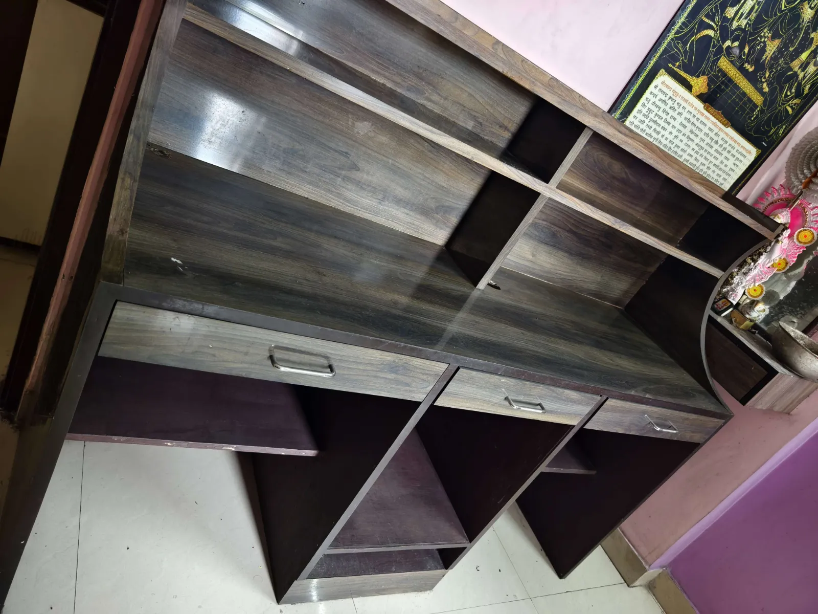 Study-cum-Computer Table 5 ft with Hutch, 3 Drawers & CPU Bay - Thumbnail 5