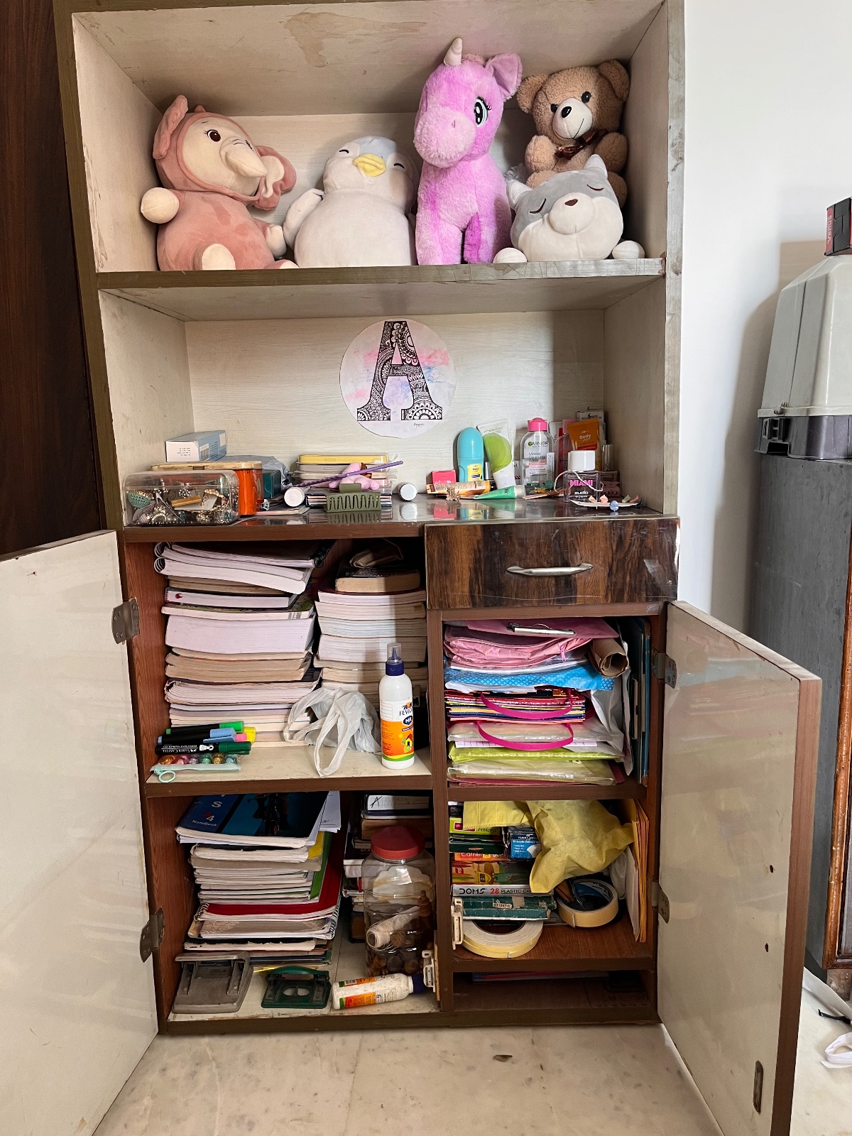 wooden wardrobe with open shelf - Thumbnail 3
