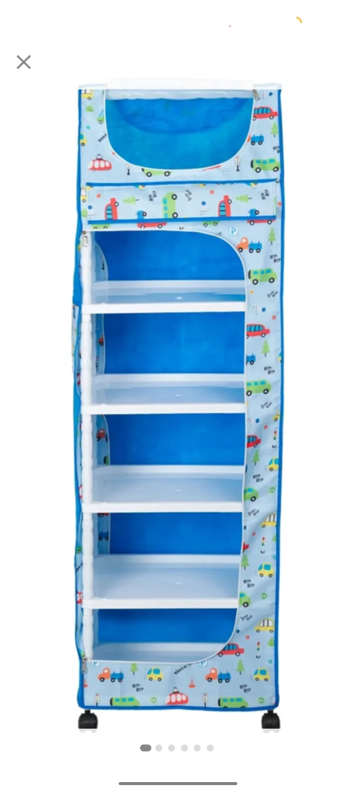 1 door 6 shelf fabric plastic PVC collapsible wardrobe used - Image 1